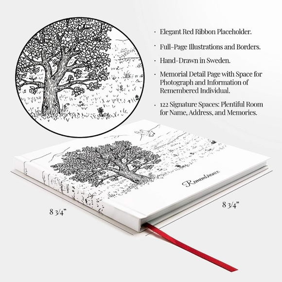 Lovely Celebrations Memorial Guest Book - Black & White - Picture 6 of 6